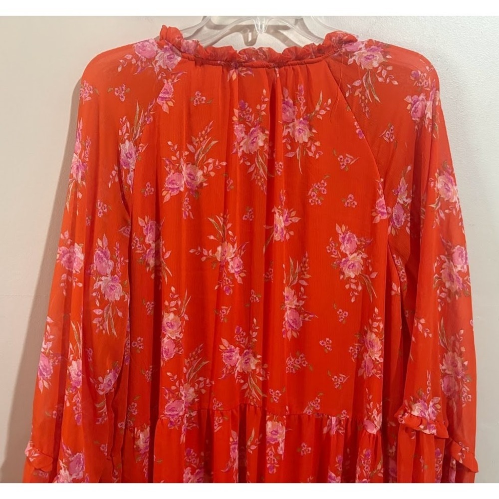 Vince Camuto Womens‎ XXL Orange Floral Tiered Chiffon Mini Dress C3422900 - Picture 8 of 9